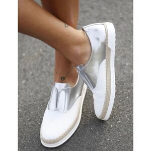 Tod's Gomma Rafia TV Francesina Pelle Two Tone Slip On Flats Women's 9 (39.5)